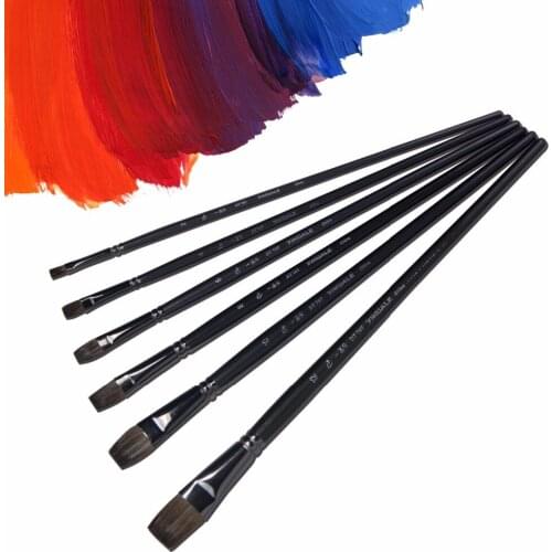 Eval 6pcs/set Squirrel Hair Paint Brush Art Supplies Artist Oil Watercolor Paint Brush for School Student Drawing Tool