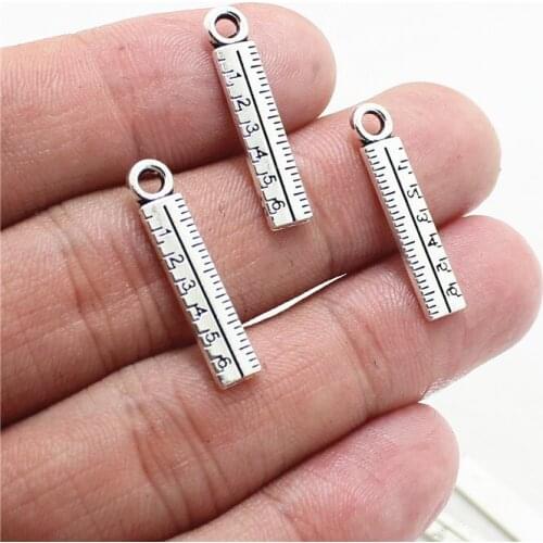 80pcs 5*24mm ruler tape measure stationery antique alloy charms pendant fit bracelet necklace DIY jewelry findings D1009