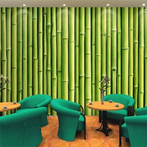 Beibehang Free Shipping 3D bamboo garden bamboo wallpaper Restaurant large green wallpaper mural