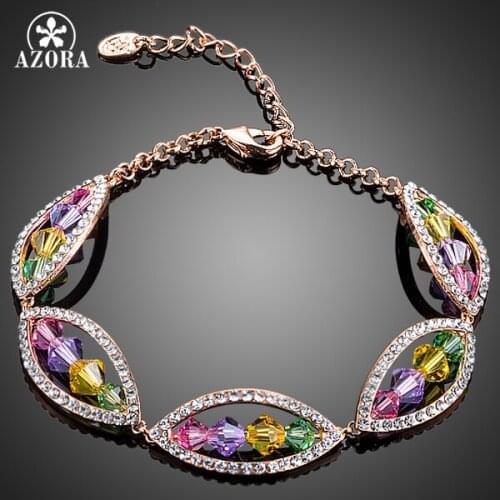 AZORA 2015 Lastest Design Multicolor Rose Gold Color Stellux Austrian Crystal Bracelet TS0088