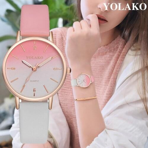 Brand New Fashion Gradient Color Watch Leather Strap Ladies Quartz Watch Fashion Luxury Ladies Watch Часы Женские