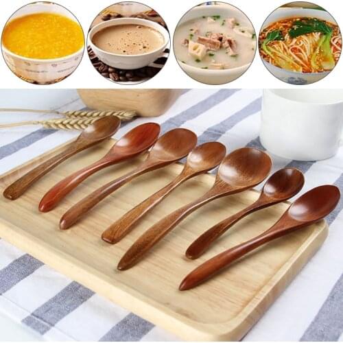 Wooden Milk Honey Soup Spoon Solid Wood Tableware Durable Long Handle Teaspoon Coffee Spoon Stir Stick Kitchen Accessories