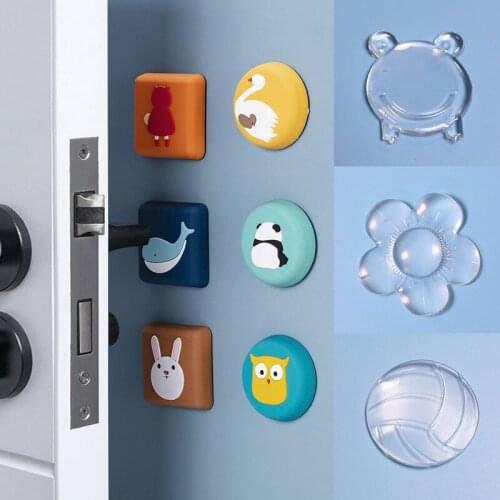 Door Stoppers Wall Protection Safety Shock Absorber Door Handle Bumpers Security Transparent Silicone Wall Protectors Rubber Pad
