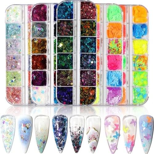 Holographic Butterfly Nails Glitter Laser Shiny Nail Slice Set Manicure Design Decoration Accessories Tools Fairy Eyes Sequin
