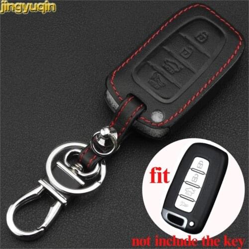 Jingyuqin 4 Buttons Remote Leather Car Key Case for Hyundai Long Move IX35 Sonata 8 for Kia Chi Ran K2 Furui Di k5 Key Styling