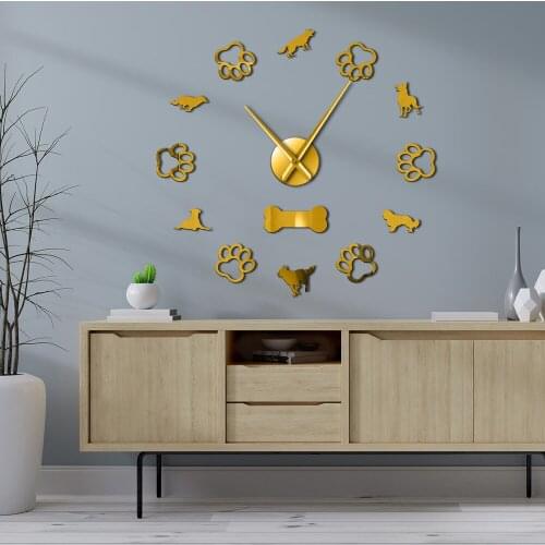 Cavalier King Charles Rottweiler German Shepherd Husky Different Dog Breeds Wall Clock DIY Wall Art Frameless Giant Wall Watch