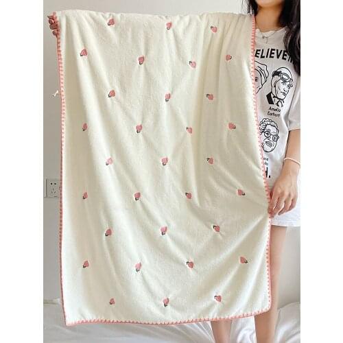 2 Sizes Coral Fleece Towel Set Large Bath Towel Embroidered Soft And Absorbent For Wearing Or Wrapping Pure Cotton Face Towel
