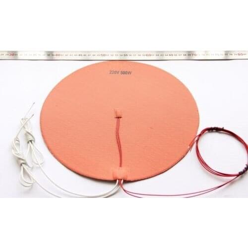 110V/220V 500W Circular Dia 300mm round Silicone Heater Round HeatBed Pad with Thermistor For Delta Kossel 3D printer