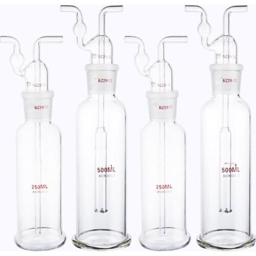 250ml/500ml Lab Glass Gas Washing Bottle drechsel straight tube/Porous tube ,Experiment Teaching Glassware