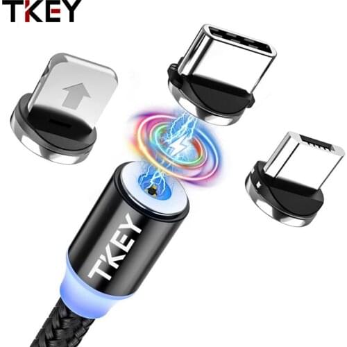 TKEY Magnetic Micro USB Cable Fast Charging Magnet Plug Type C Charger For Xiaomi 8 Pin Cable For iphone 12pro Mobile Phone Cord