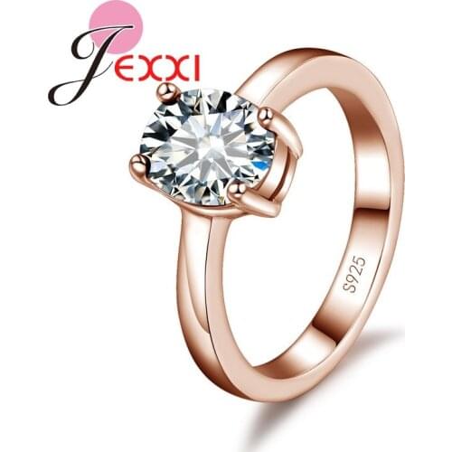 Trendy Classic Design Rose Gold&Silver Smooth Circle Rings New Amazing Shiny Crystal Stone Pendant Rings for Birthday Party Gift