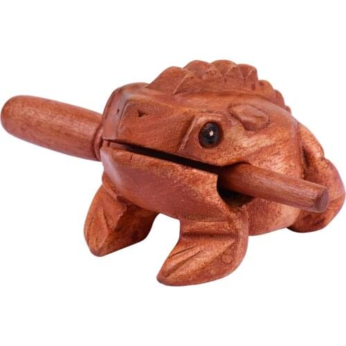 Muslady Small Frog Guiro Rasp Frog Sound Maker Around 4 Inches Long Solid Wood Material Musical Percussion Instrument