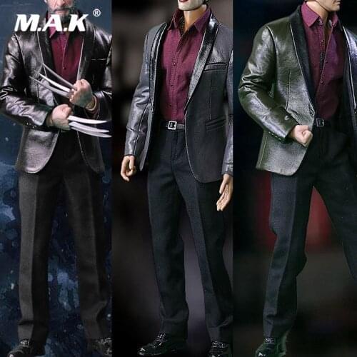 S02 1/6 Scale Male Figure Clothes Accessory Set Mens Fashion Leather Suit Clothes Set for PH/COOMODEL Action Figure Body