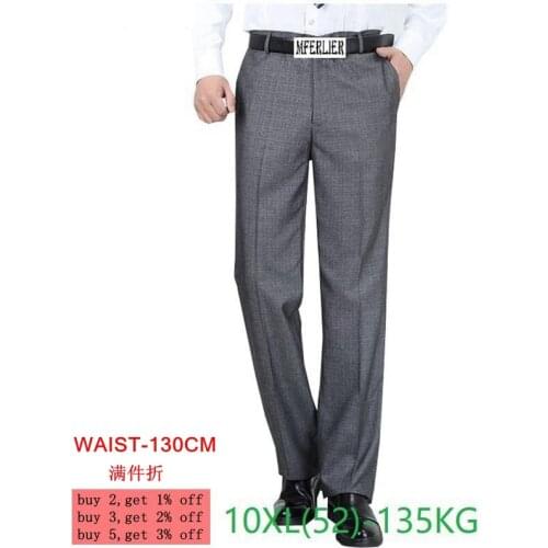Plus size big 8XL 9XL 10XL suit pants Men Large size Classic casual pants summer Business formal office Straight trousers 50 52