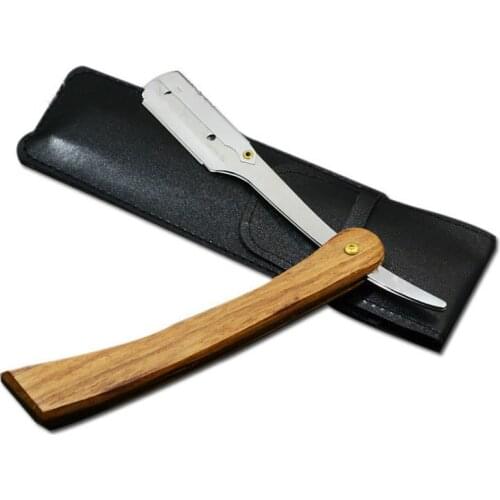 Mens Manual Razors Shaver Wooden Handle Portable Face Razor Barber Hair Cut Razor Change Blade Type Shaving Knife