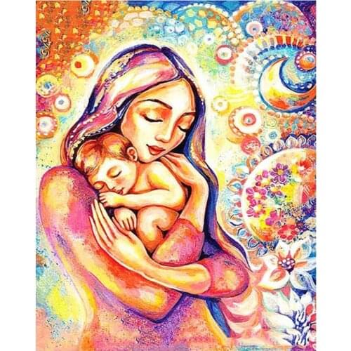 Abstract Diamond Painting Kits Mother Child Diamond Dotz Mosaic Embroidery Picture Crystal Stones Stickers Decal Wall Art Craft