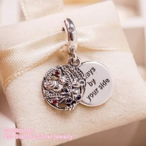 Autumn 925 Sterling Silver Always By Your Side Dangle Charm, Multi-Colored CZ & Purple Enamel Fit Brand Charms Bracelet
