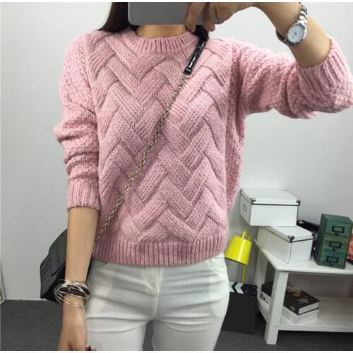 Autumn Winter Womens O-neck Sweater Jersey Woman Loose Mohair Knitted Twisted Thick Warm Ladys Pullover
