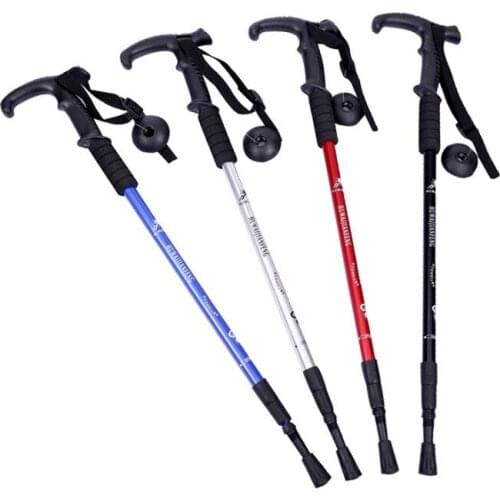 Outdoor Climbing Stick Ultra Light Aluminum Alloy Shock Proof Folding Climbing Stick Wholesale Outdoor Telescopic Crutch