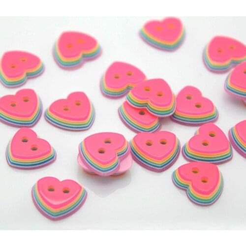 Candy color heart button, DIY 2 holes,11mm, Plastic sewing Button for kins shirt 7NK177