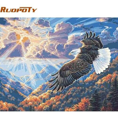 RUOPOTY Frame Picture DIY Painting By Numbers Eagle Animals Coloring By Numbers Acrylic Paint On Canvas Wall Art Picture For Art