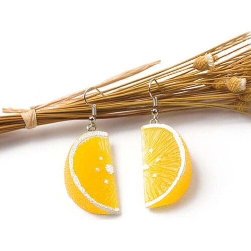 Korean Lovely Fruit Tea Cup Earrings Creative Funny Lemon Orange Tea Cup Cute Fun Earring Ear Jewelry personality Gift серьги