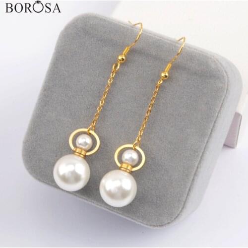 1Pair Gold Color Faux Pearl Perfume Bottle Pendant Earrings Baroque White Pearl Dangle Earring Essential Oil Pendant WX1622-E