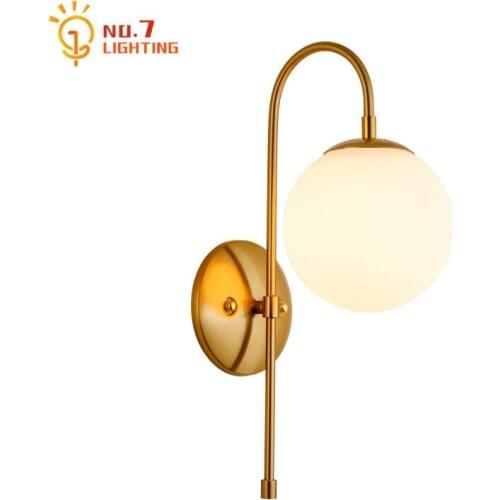 Nordic Postmodern Luxury Gold Lustre Wall Lamp Led E27 Iron Art Glass Wall Mounted Living Room Bedroom Aisle Background Cafe Bar