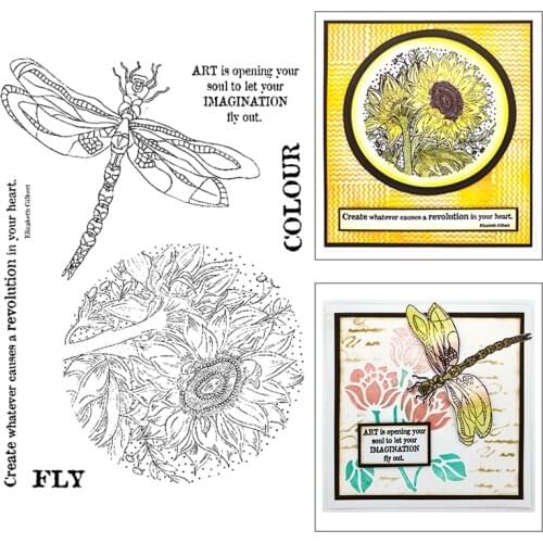 2021 New Plant Chrysanthemum Dragonfly Pattern Clear Stamps For DIY Making Word Greeting Card Scrapbooking No Metal Cutting Dies