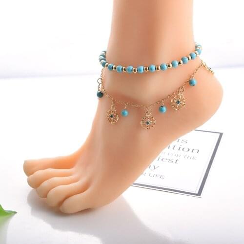 Europe and American Cross Border Spring And Summer New Jewelry Pine Stone Hollow Flower Pendant Foot Ornaments Ladies Leisure Be