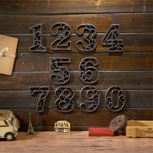 High End American Industrial Cast Iron Digital Wall Decoration Cafe Bar Restaurant DIY House Nunber Table Phone Number Plate