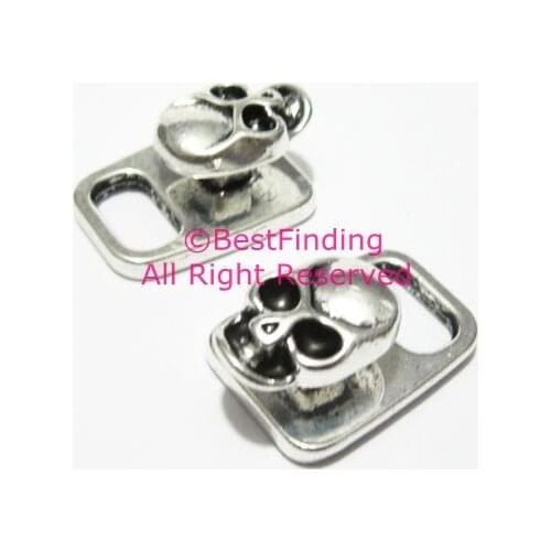 Skull stud Open hook clasp 4mm Round leather open hooks RH43