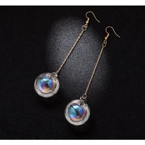 UFOORO dangle earrings Wedding jewelry women Romantic dance party shiny colorful globular long Earrings girl gift Distribution