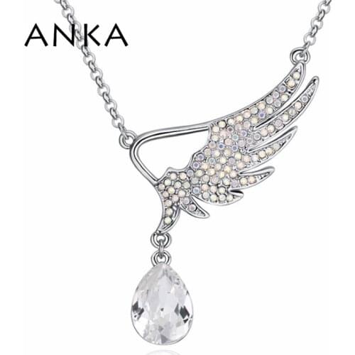 ANKA angel wing crystal necklaces pendants top quality women brand jewelry gifts for women Crystals from Austria #124027