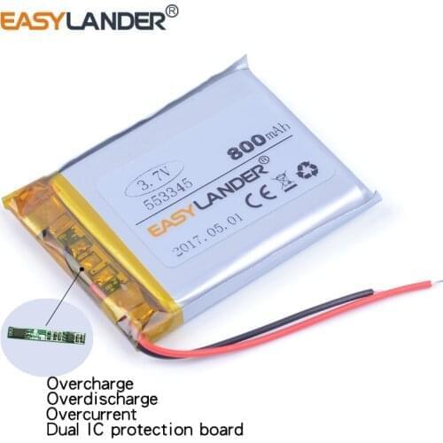 10pcs/Lot 553445 3.7V 800mAh Lithium li-Polymer Rechargeable Battery For phone MP4 MP5 GPS PSP DVR E-Book 603445 speaker