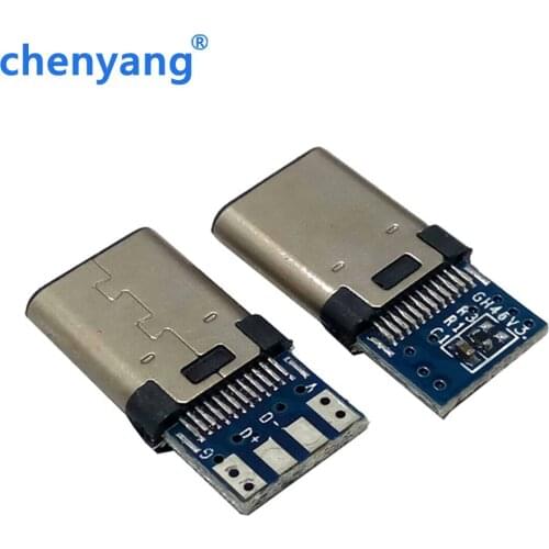10pcs/Lot DIY 24pin USB 3.1 Type C USB-C Male welding soldering Plug Connector SMT Type