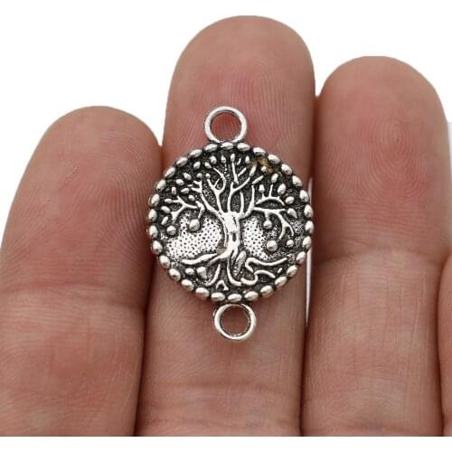 10ps Antique Silver Plated Tree of Life Charm Connectors for Jewelry Making Findings Accessories DIY Craft 20mm