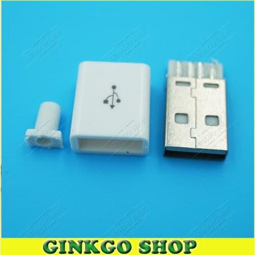 100sets/lot 2.0 USB Male connector USB 2.0 Male plug Jack Colour White