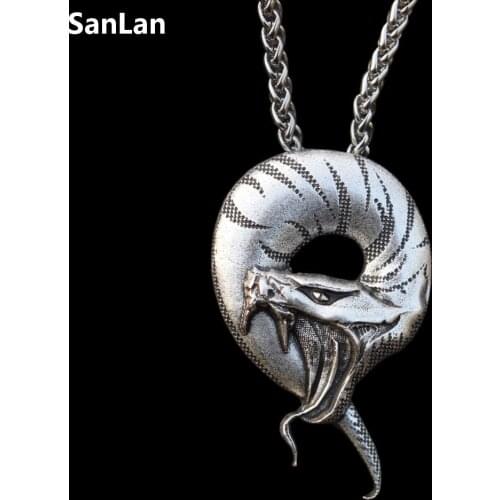 12pcs Original Gothic Pattern snake necklaces pendants Snake open mouth Retro vintage male amulet fierce malicious necklaces