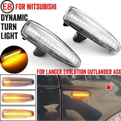 2 pieces Amber Dynamic LED Fender Side Marker Turn Signal Lights For Mistubishi Outlander Sport Mirage Sport Lancer Evolution X