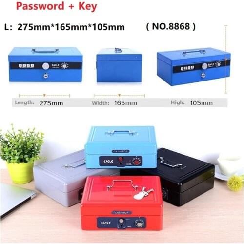 27.5cm*16.5cm*10.5cm Portable Code Lock Large Metal Vault Mini Cash Boxes Password Safe Deposit Key Box