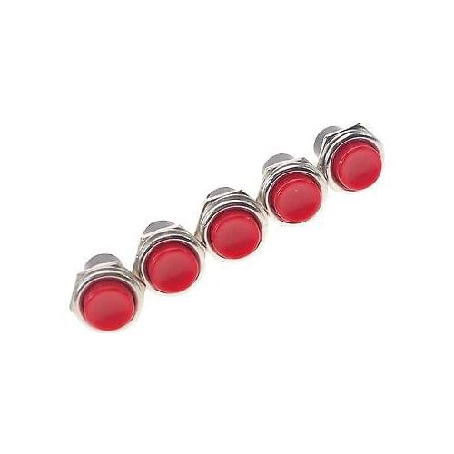 5 x Red 16mm 2 Pin SPST ON-(OFF) 3A 125VAC NC Momentary Push Button Switch