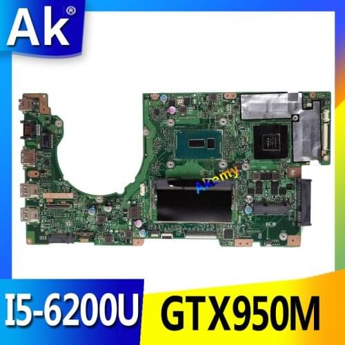 AK K501UX Laptop motherboard For Asus K501UX K501UB K501U K501 Teste mainboard original DDR3 4g RAM I5-6200U GTX950M EDP