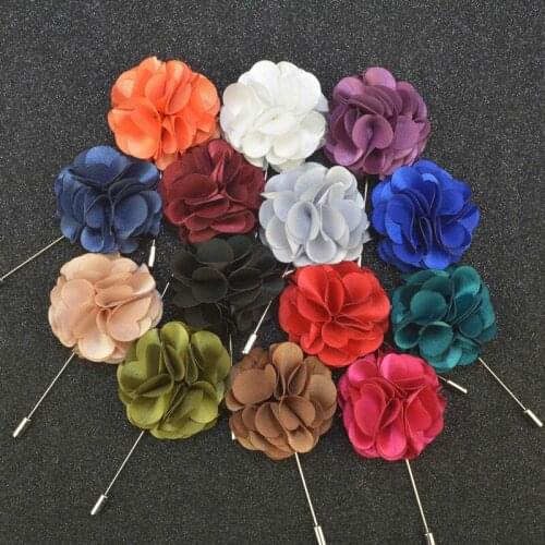 Free shipping , 20 pcs/lot , Satin blossom Mens Flower Boutonniere, Mens Lapel Flower Pin Wedding Accessories