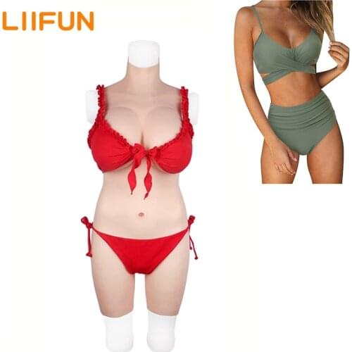 Liifun G Cup 3-point Vagina Bodysuit Silicone Fake Breast Forms Boobs for Crossdresser Transgender Drag Queen Men to female Tits