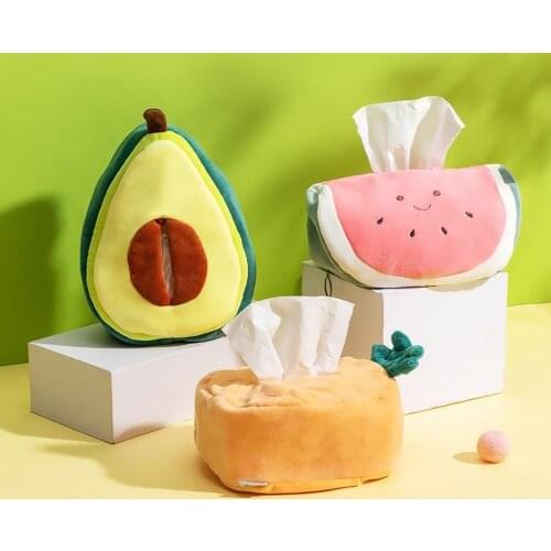 Avocado Pineapple Watermelon Cartoon Cute Fruit Paper Tissue Box Creative Tissue Box Living Room Household Car Paper Tissue Box