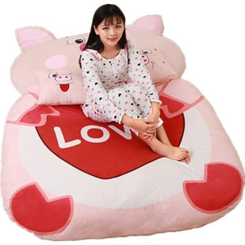 Dorimytrader Cartoon Animal Pig Beanbag Plush Soft Sleeping Bag Bed Carpet Mat Tatami Sofa 2 Size Free Shipping DY60850