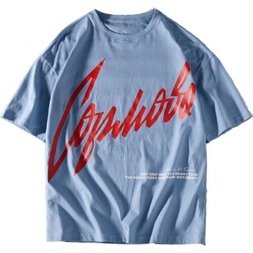 Summer leisure hip hop T-shirt men round collar short sleeve T-shirt man funny big letters printed t-shirts loose big yardsl