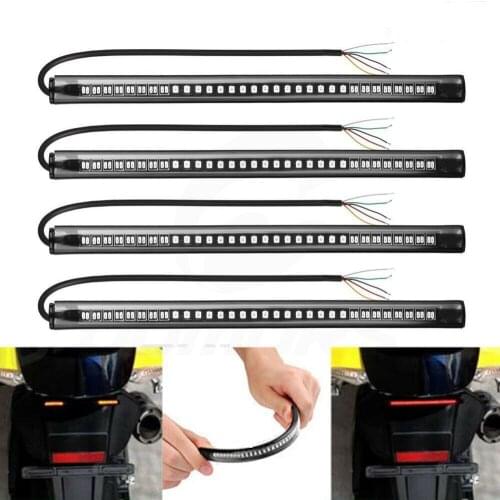 4Pcs/Set Flexible Motorcycle LED Strip 48LED Tail Brake Stop Turn Signal Running Lights Dropshipping