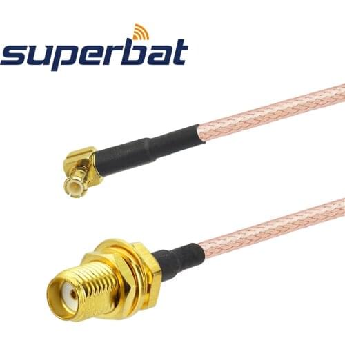 Superbat MCX Male Plug Right Angle to SMA BulkHead Female Jack RF Coaxial Cable RG316 30 cm for Wireless